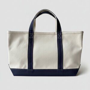 LL Bean Boat and Tote Medium Blue Canvas Classic Shopper